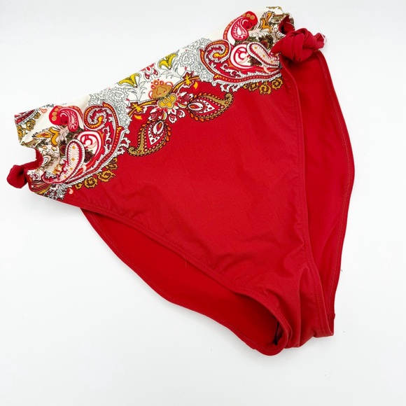 Skinny Dippers Asbury Flash High Leg Cheeky Booty Swim Bottom‎  Red Large NWOT - Picture 4 of 7